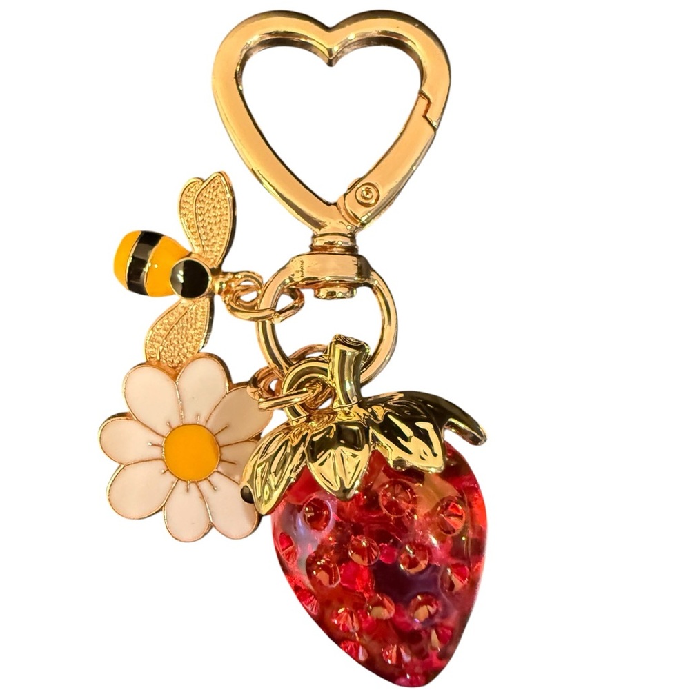 Purse Charm Keychain Balloon Dog, Cherries, Pink Blossoms, or Strawberry Pick 1! - Picture 5 of 5